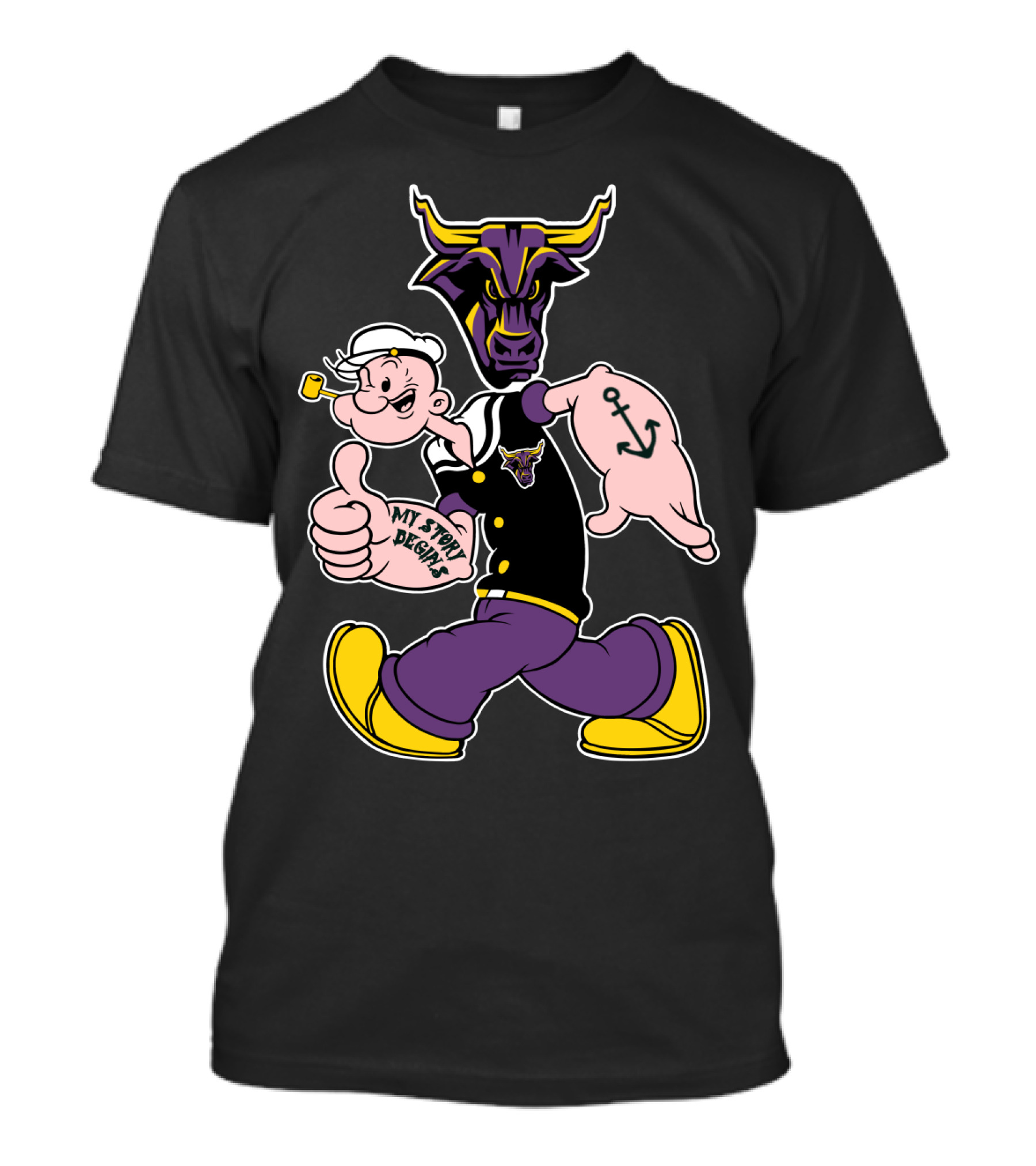 Mankato Mavericks My Story Begins Anchor Popeye Bull T-Shirt