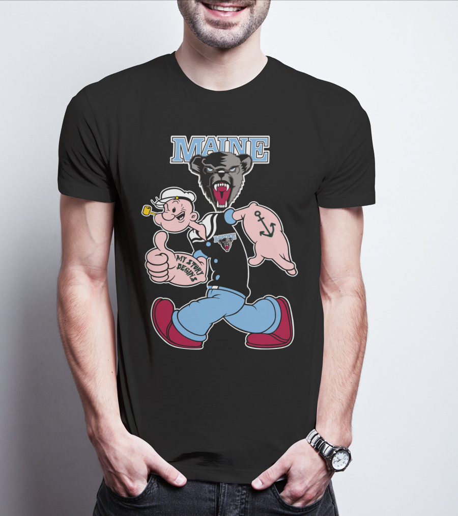 Maine Black Bears My Story Begins Popeye Crossover T-Shirt
