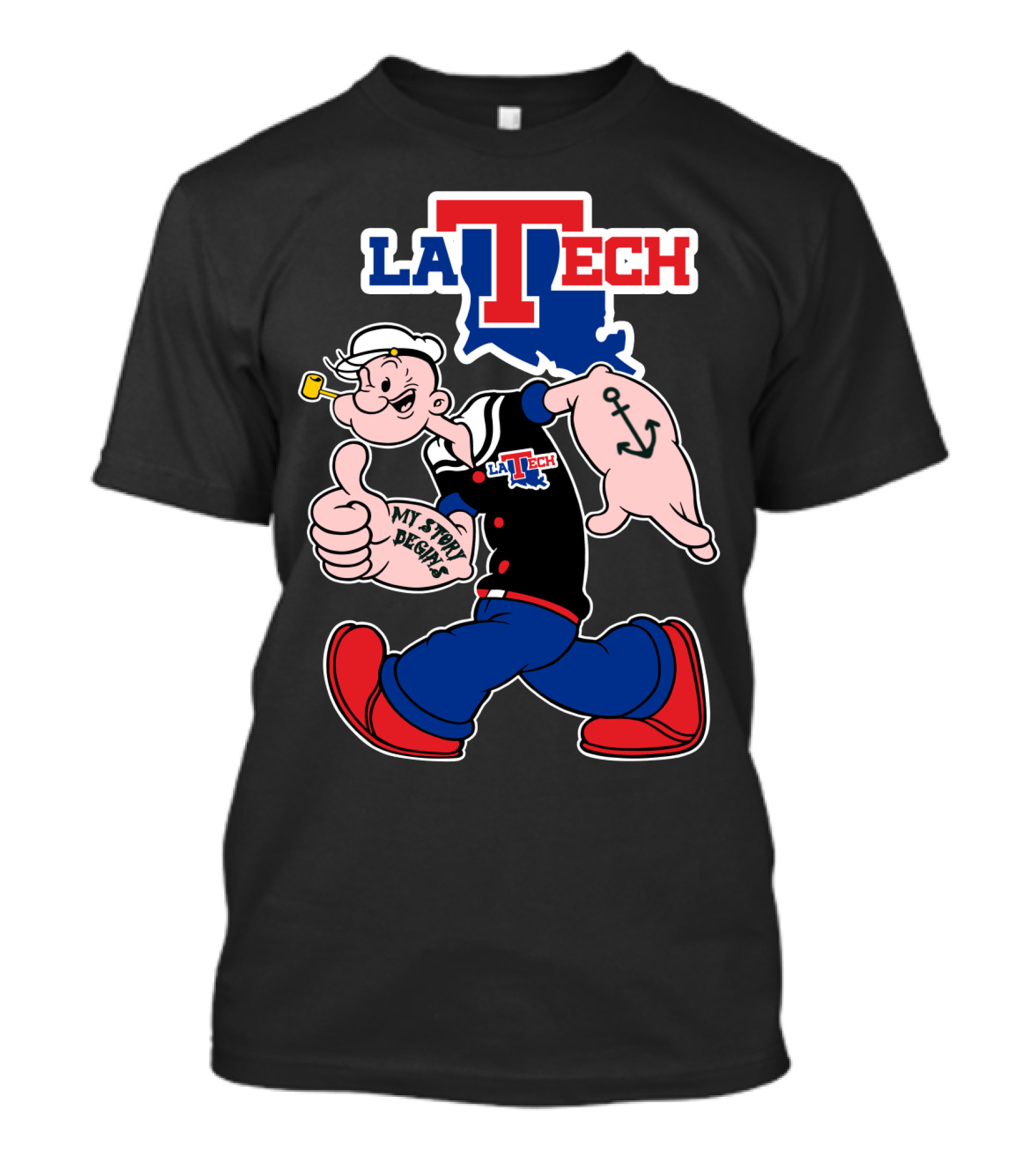 La Tech Bulldogs Popeye My Story Begins T-Shirt