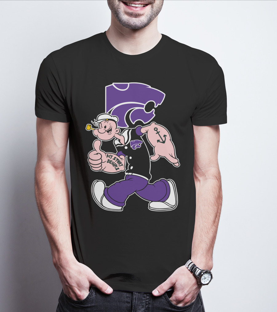 My Story Designs Kansas State Wildcats Popeye Anchor T-Shirt