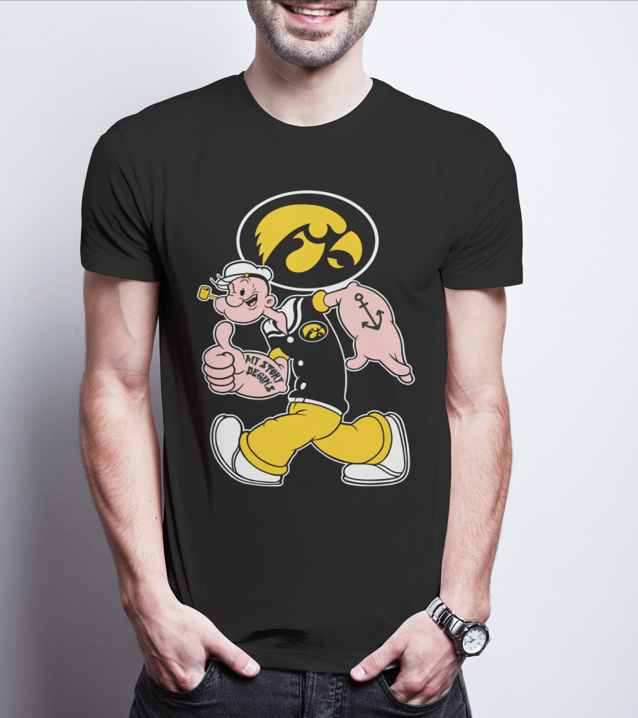 Iowa Hawkeyes My Story Designs Popeye Thumbs Up Anchor Tattoo T-Shirt