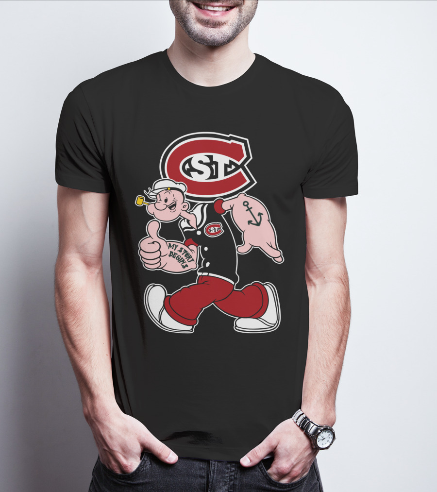 St Cloud State Huskies Scsu Popeye My Story Begins Anchor Tattoo T-Shirt