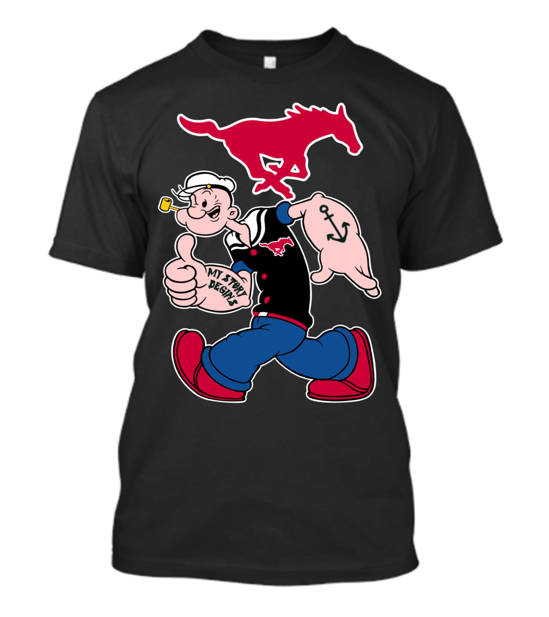 Smu Mustangs Popeye My Story Begins T-Shirt