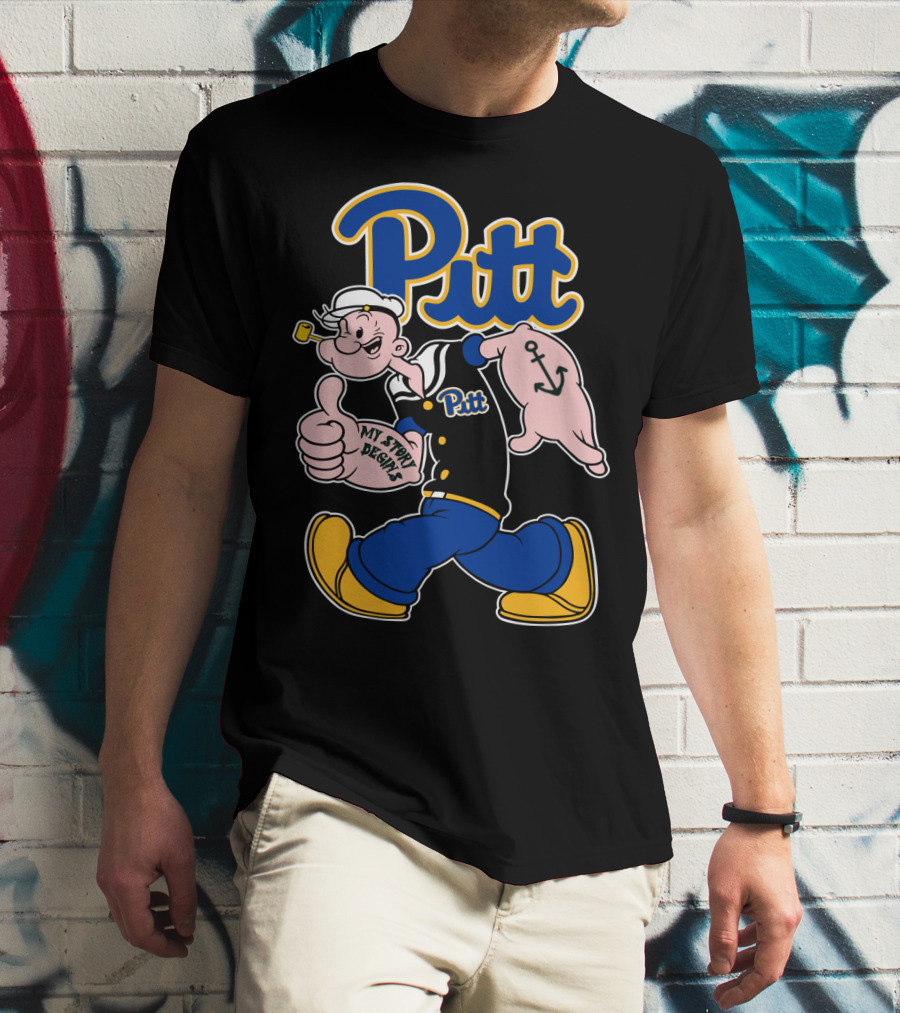Pitt Panthers Sailor Character Thumbs Up Anchor Tattoo T-Shirt