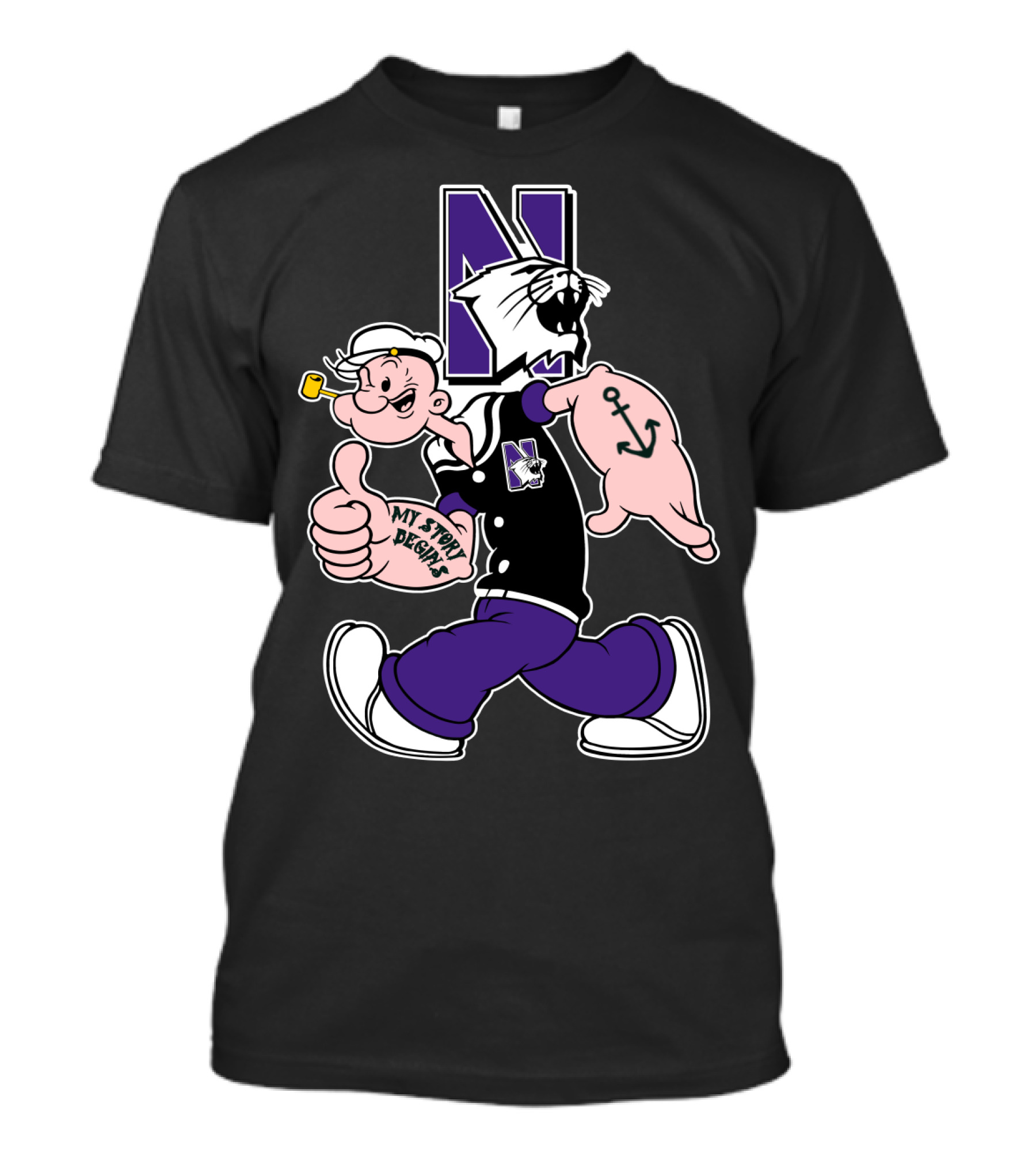 Northwestern Wildcats Popeye My Story Designs T-Shirt
