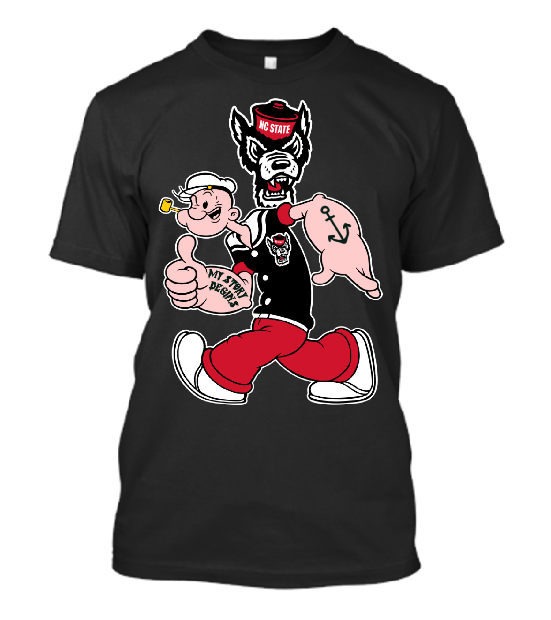 Nc State Wolfpack Popeye Mashup By My Story Designs T-Shirt