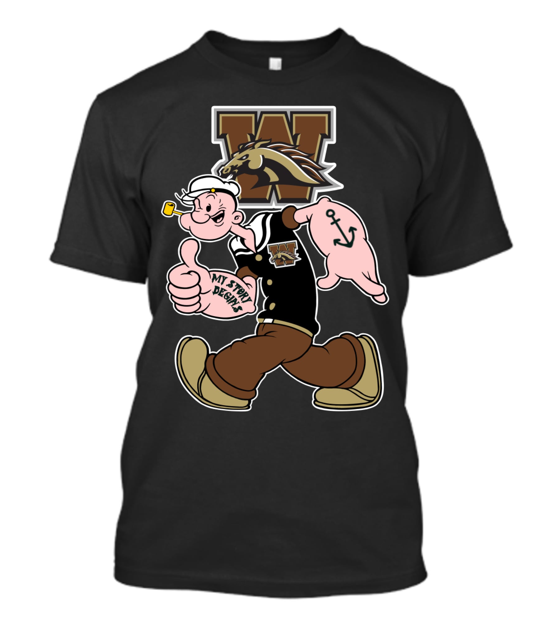 Western Michigan Broncos Popeye My Story Designs T-Shirt