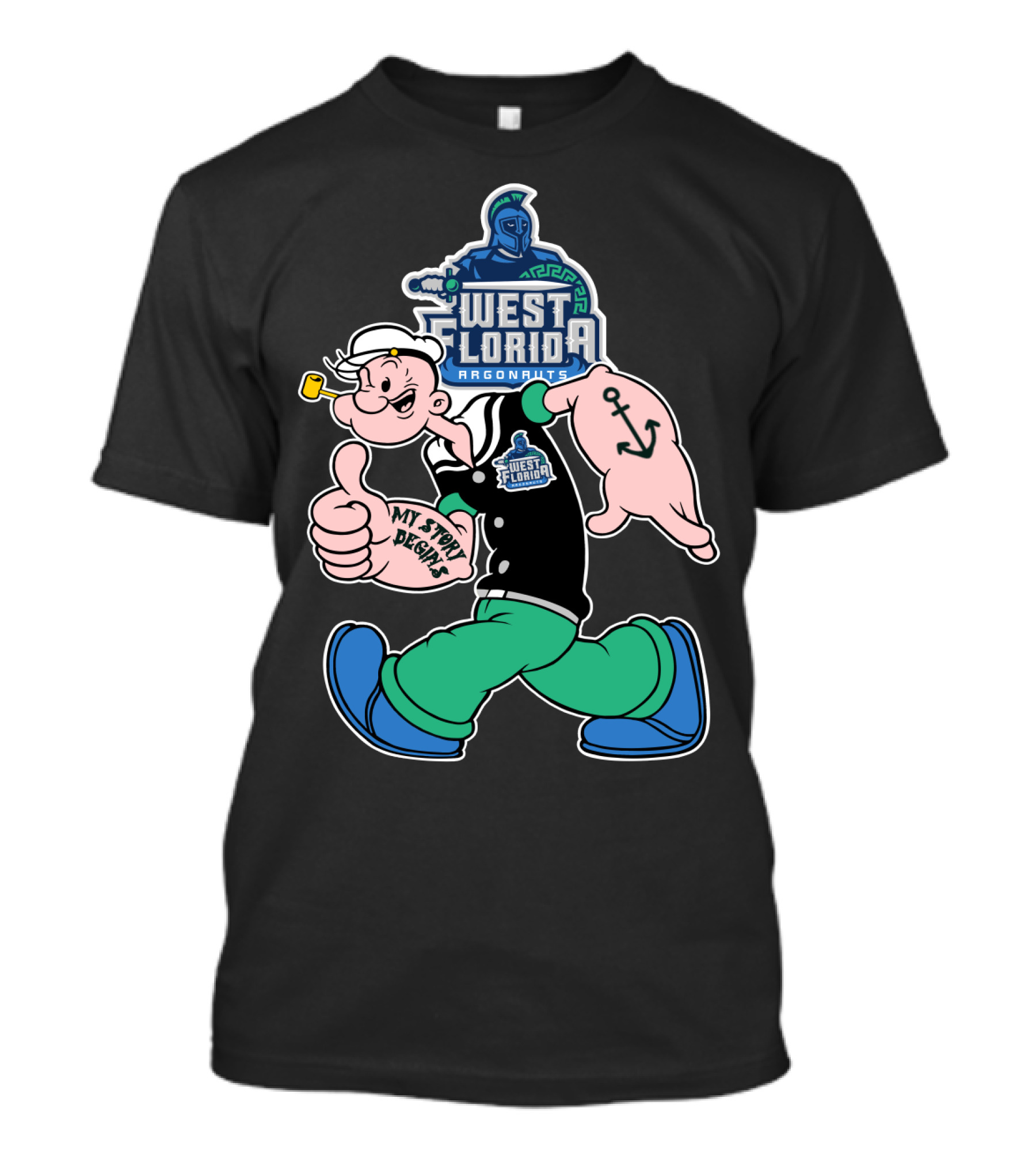 West Florida Argonauts My Story Begins Popeye Anchor T-Shirt
