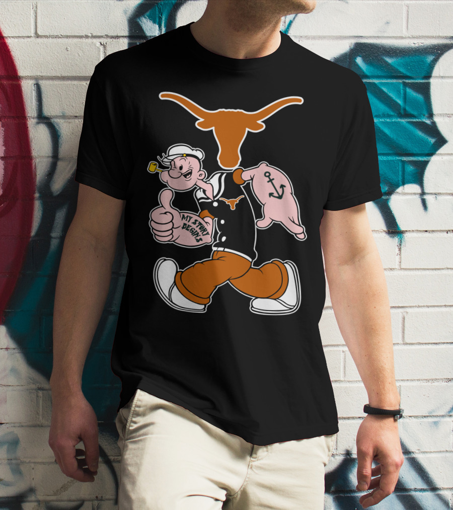 My Story Designs Texas Longhorns Popeye Anchored Thumbs Up T-Shirt