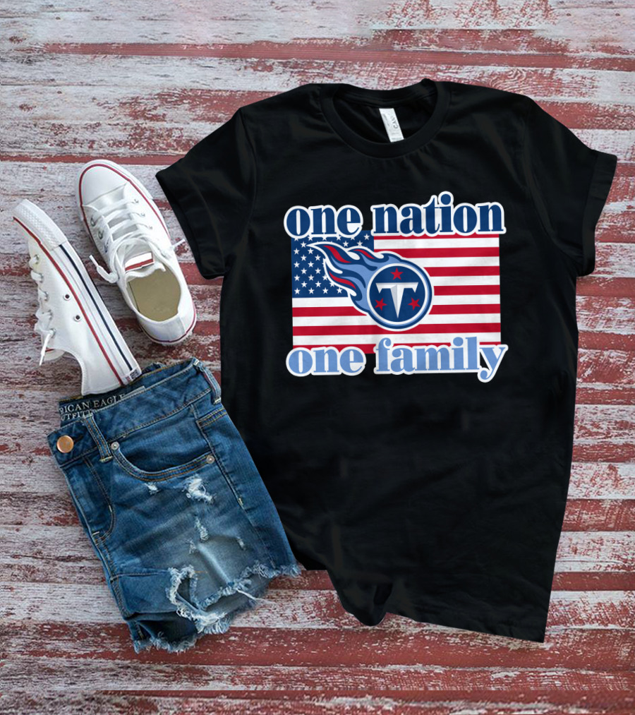 One Nation One Family Tennessee Titans American Flag T-Shirt