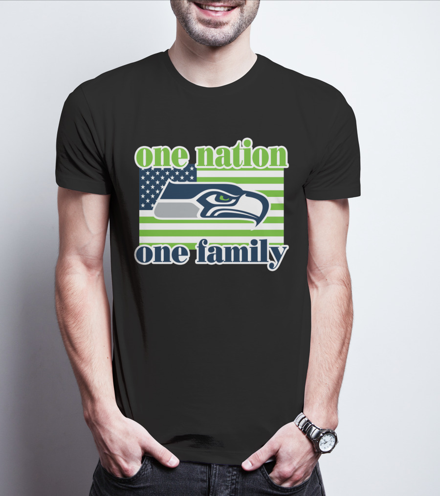 One Nation One Family Seattle Seahawks Flag T-Shirt