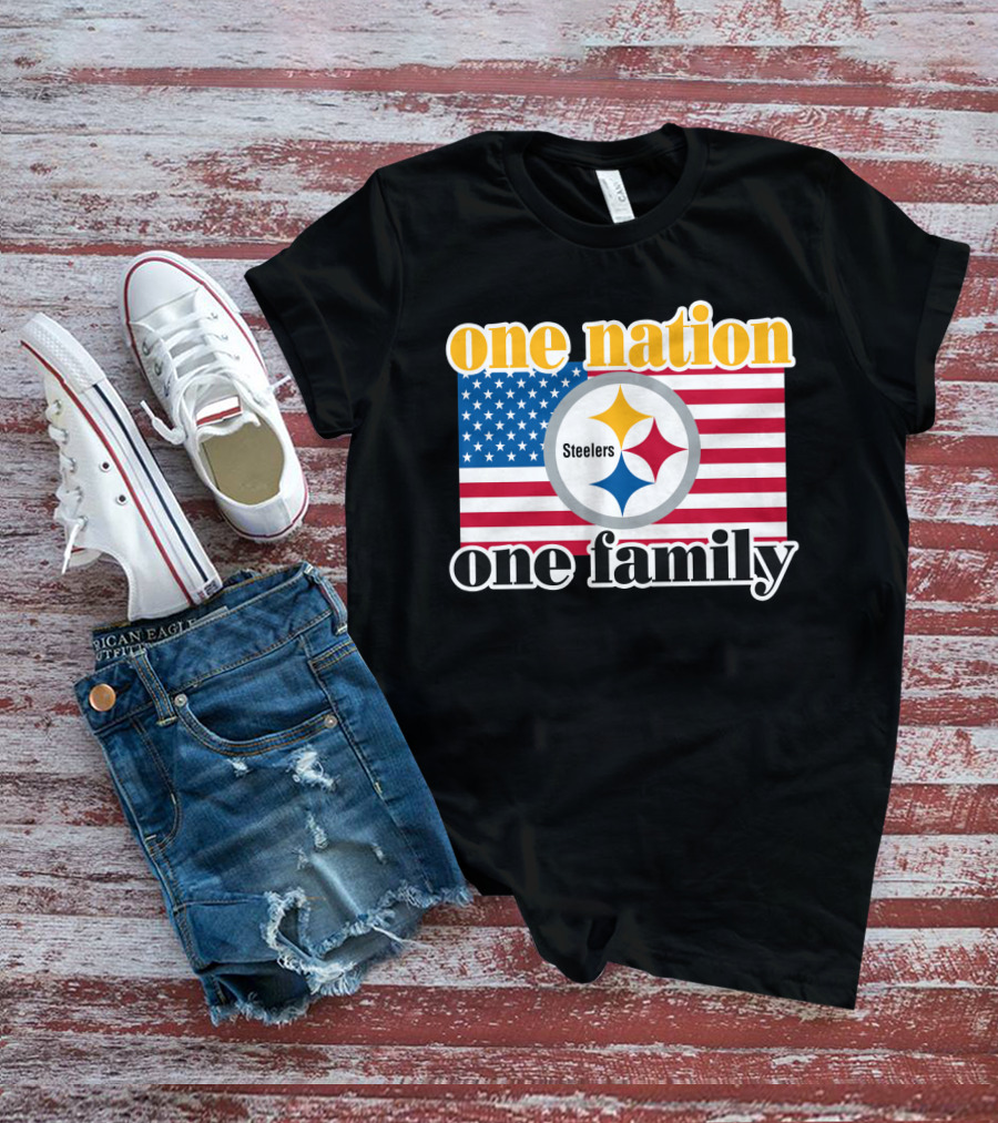One Nation One Family Steelers American Flag T-Shirt