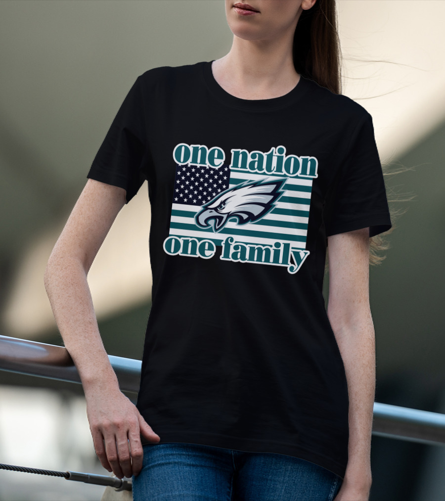 One Nation One Family Philadelphia Eagles Flag T-Shirt