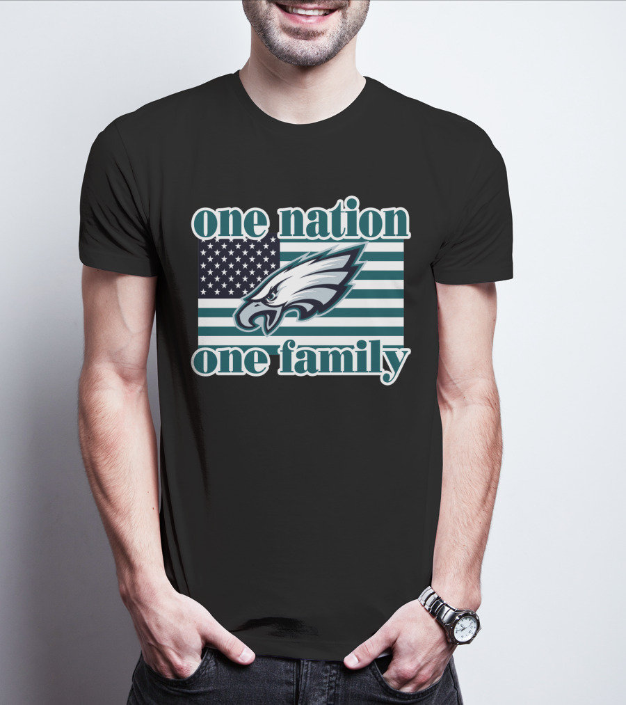 One Nation One Family Philadelphia Eagles Flag T-Shirt