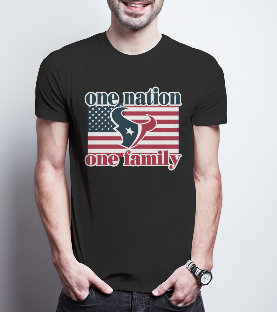One Nation One Family Houston Texans American Flag T-Shirt