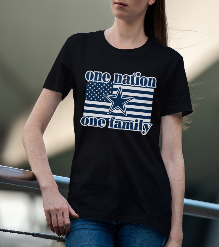 One Nation One Family Dallas Cowboys 24 American Flag Star T-Shirt