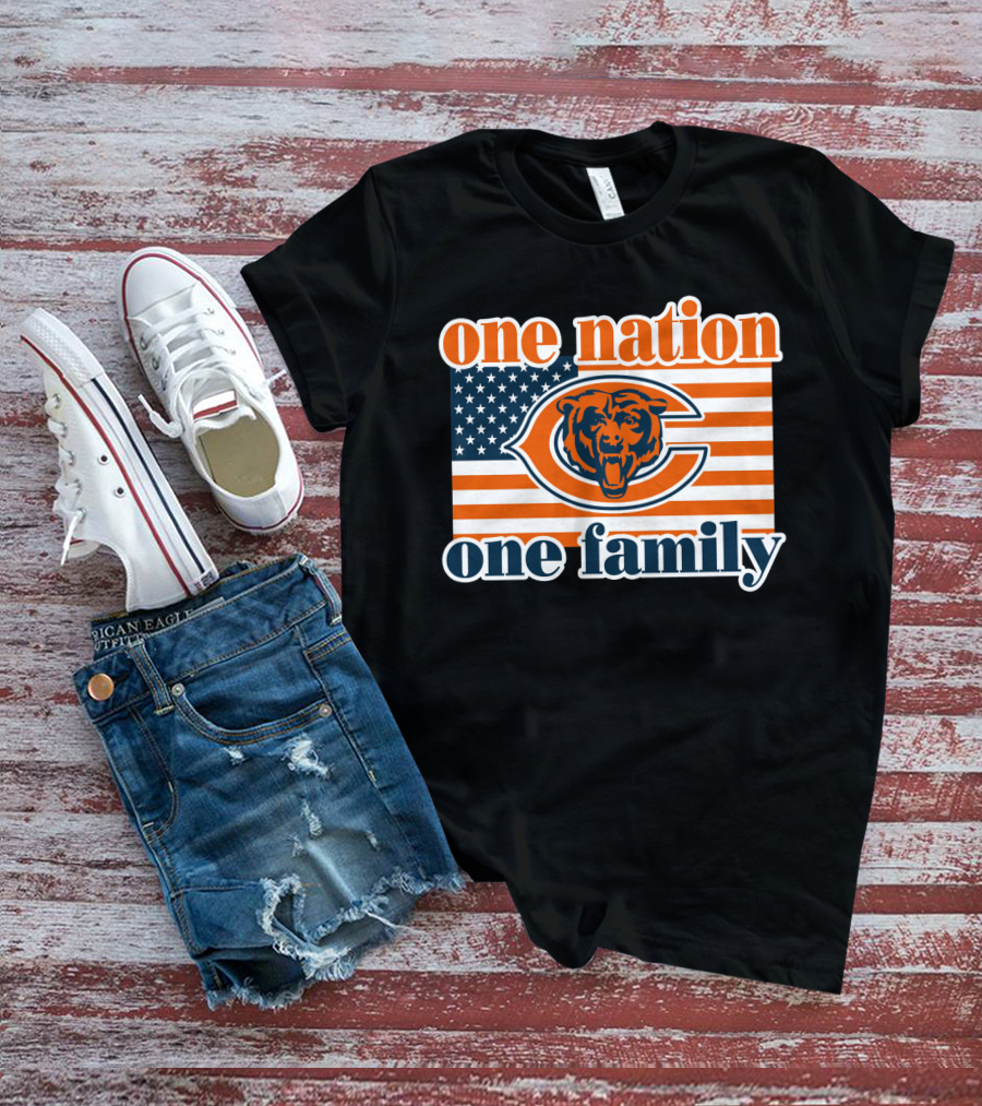One Nation One Family Chicago Bears American Flag T-Shirt