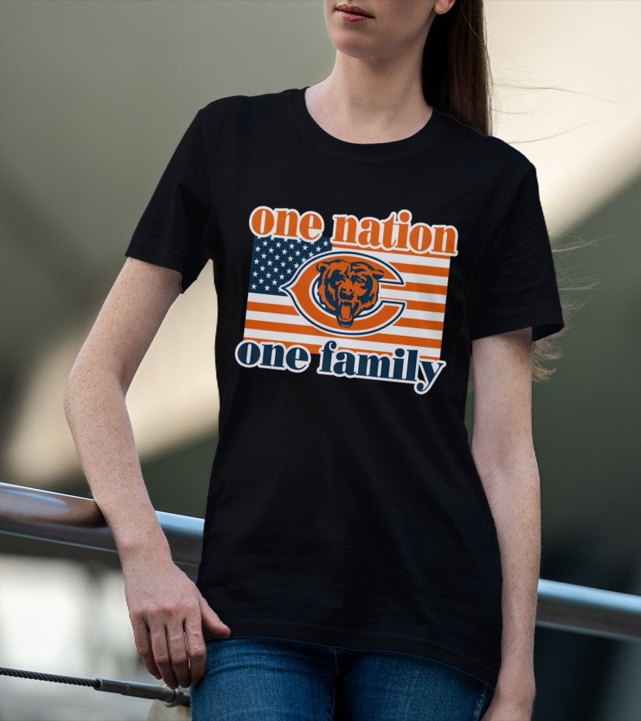 One Nation One Family Chicago Bears American Flag T-Shirt