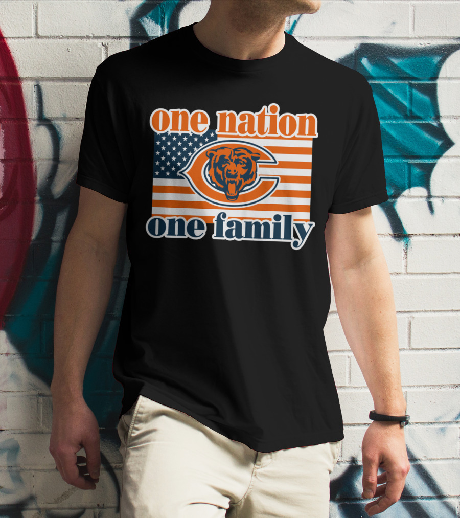 One Nation One Family Chicago Bears American Flag T-Shirt