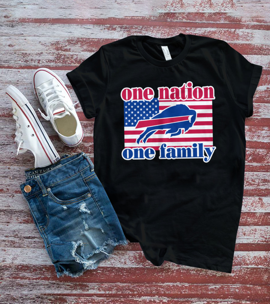 One Nation One Family Buffalo Bills Usa Flag T-Shirt