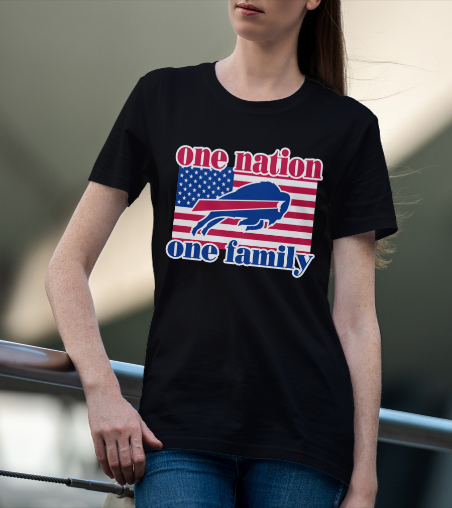 One Nation One Family Buffalo Bills Usa Flag T-Shirt