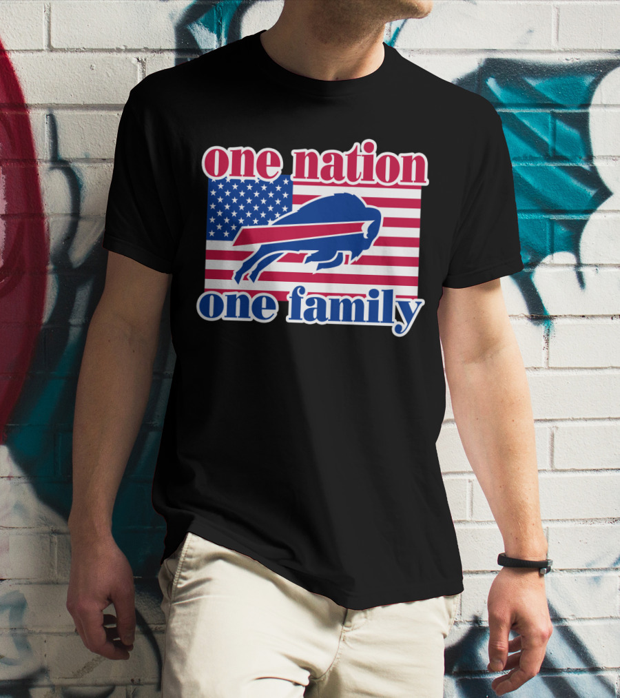 One Nation One Family Buffalo Bills Usa Flag T-Shirt