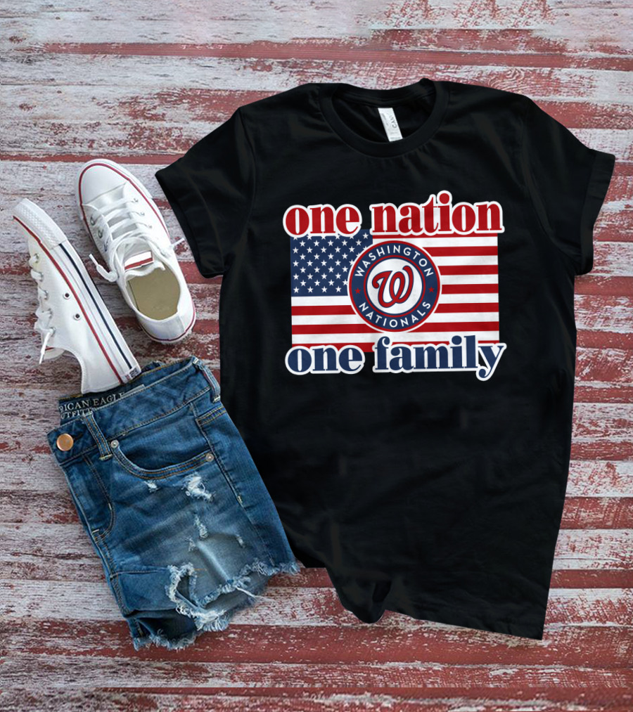 One Nation One Family Washington Nationals Usa Flag T-Shirt