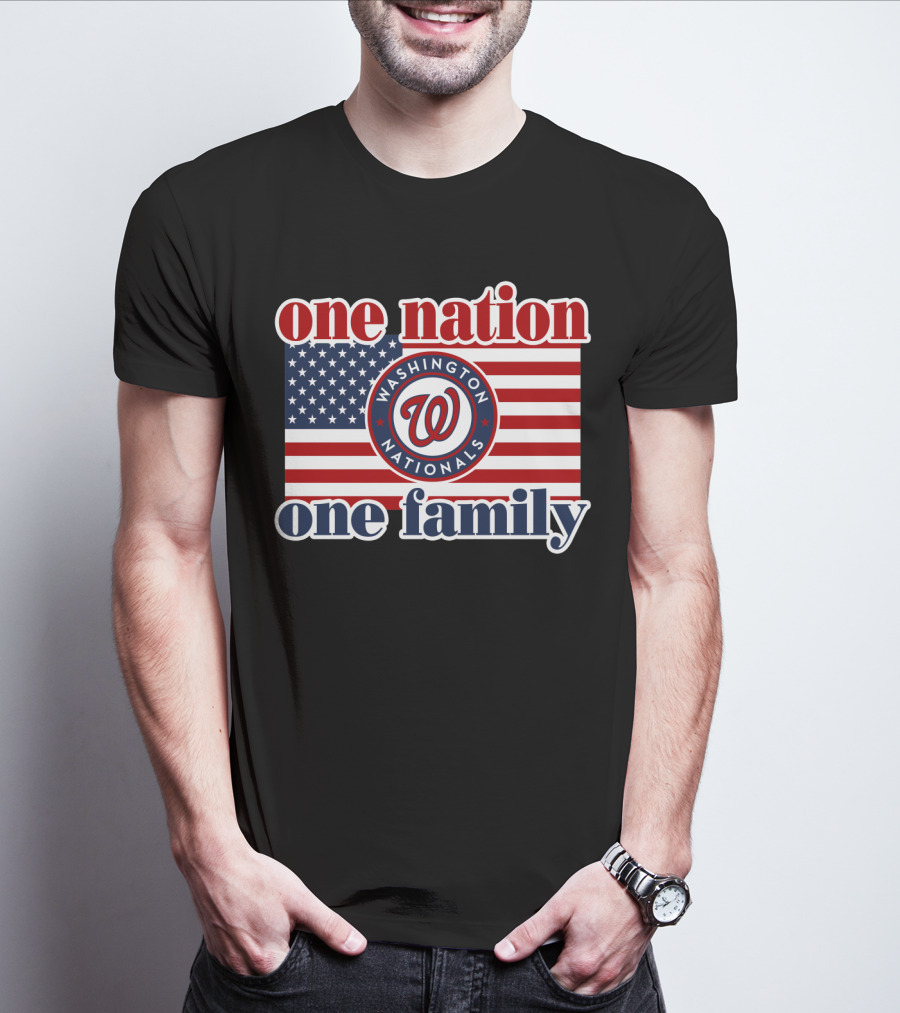 One Nation One Family Washington Nationals Usa Flag T-Shirt