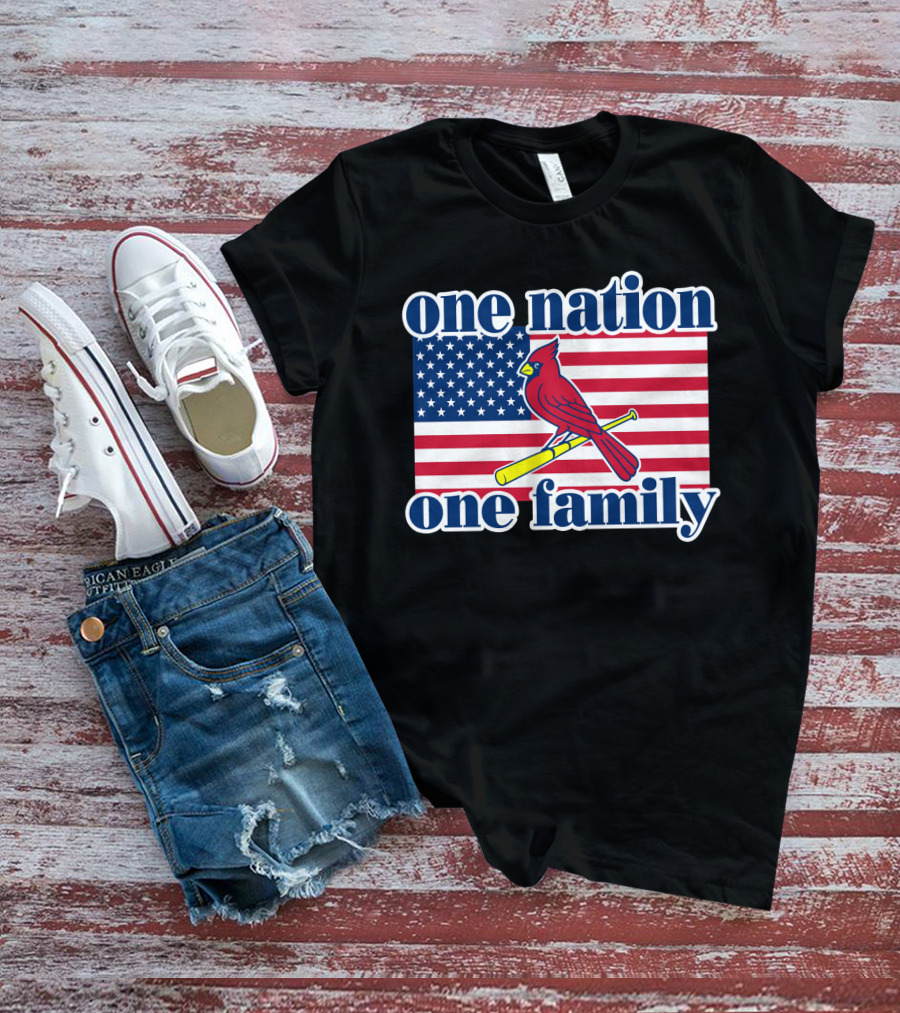 One Nation One Family St Louis Cardinals Flag T-Shirt