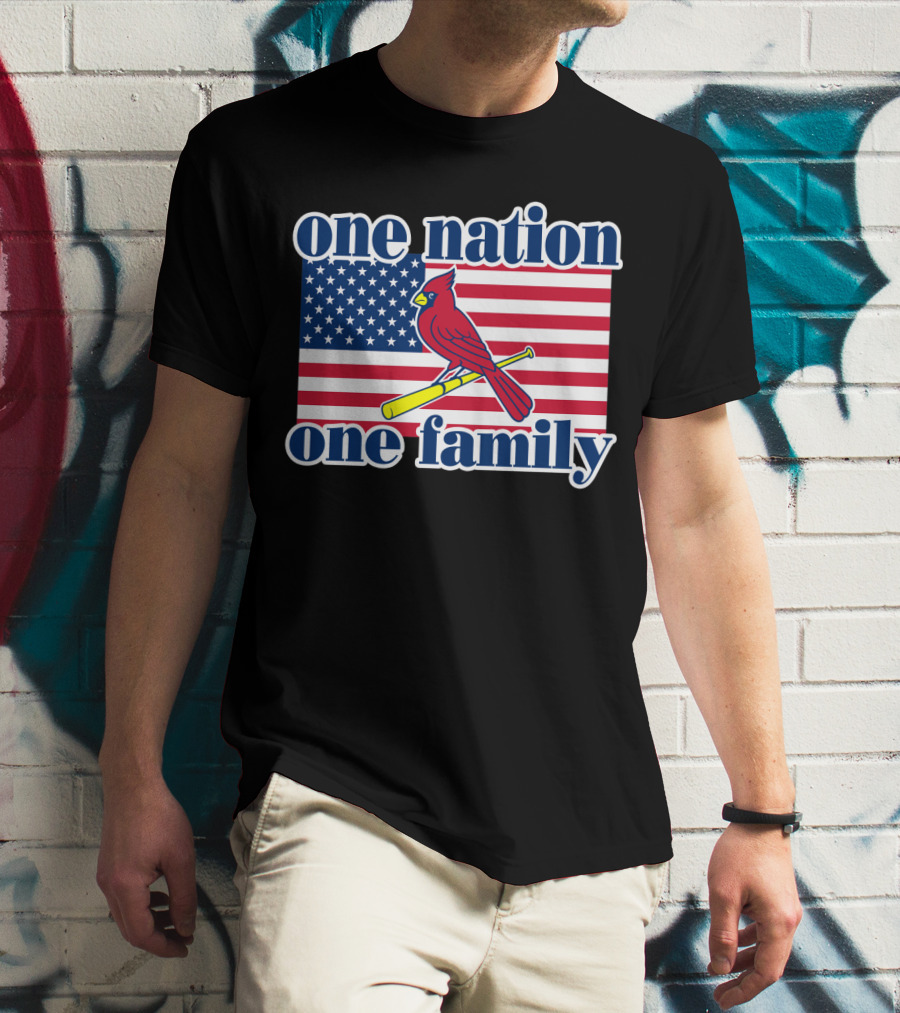 One Nation One Family St Louis Cardinals Flag T-Shirt