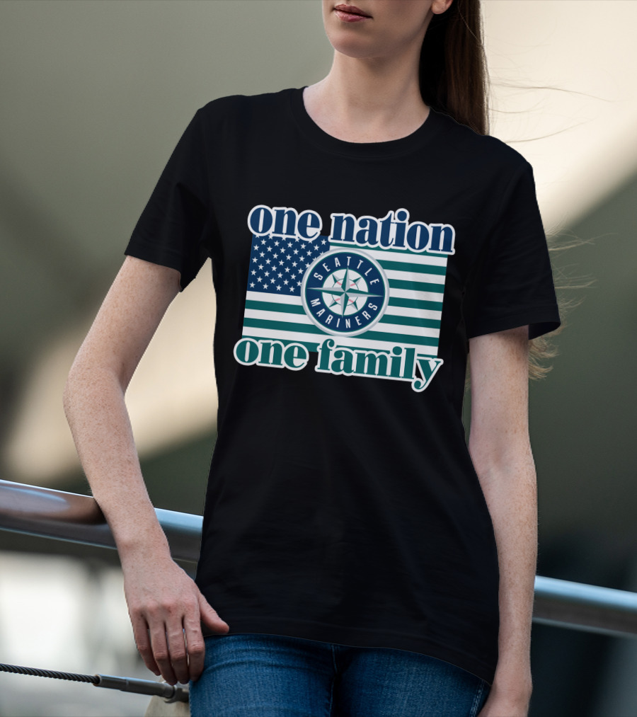 One Nation One Family Seattle Mariners Flag T-Shirt