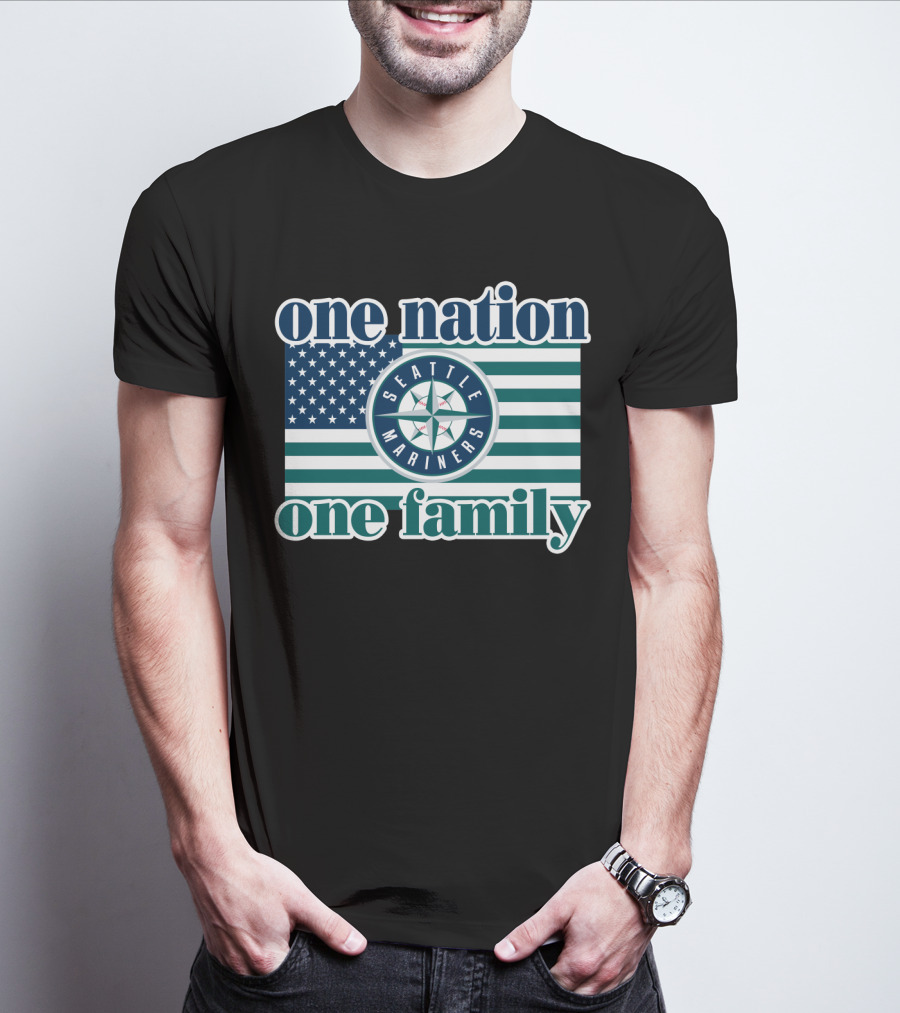 One Nation One Family Seattle Mariners Flag T-Shirt