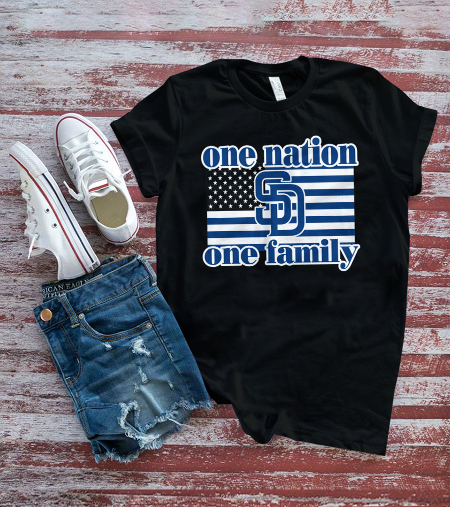 San Diego Padres One Nation One Family Usa Flag T-Shirt