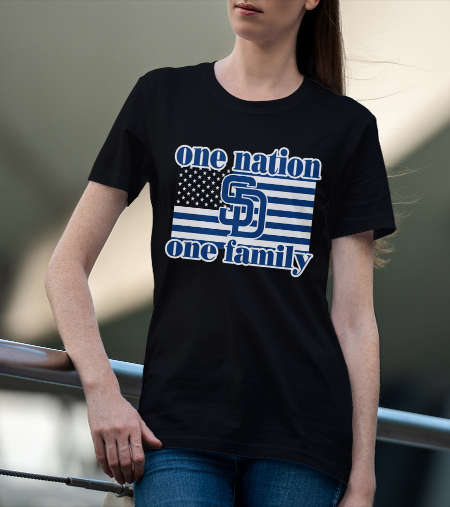 San Diego Padres One Nation One Family Usa Flag T-Shirt