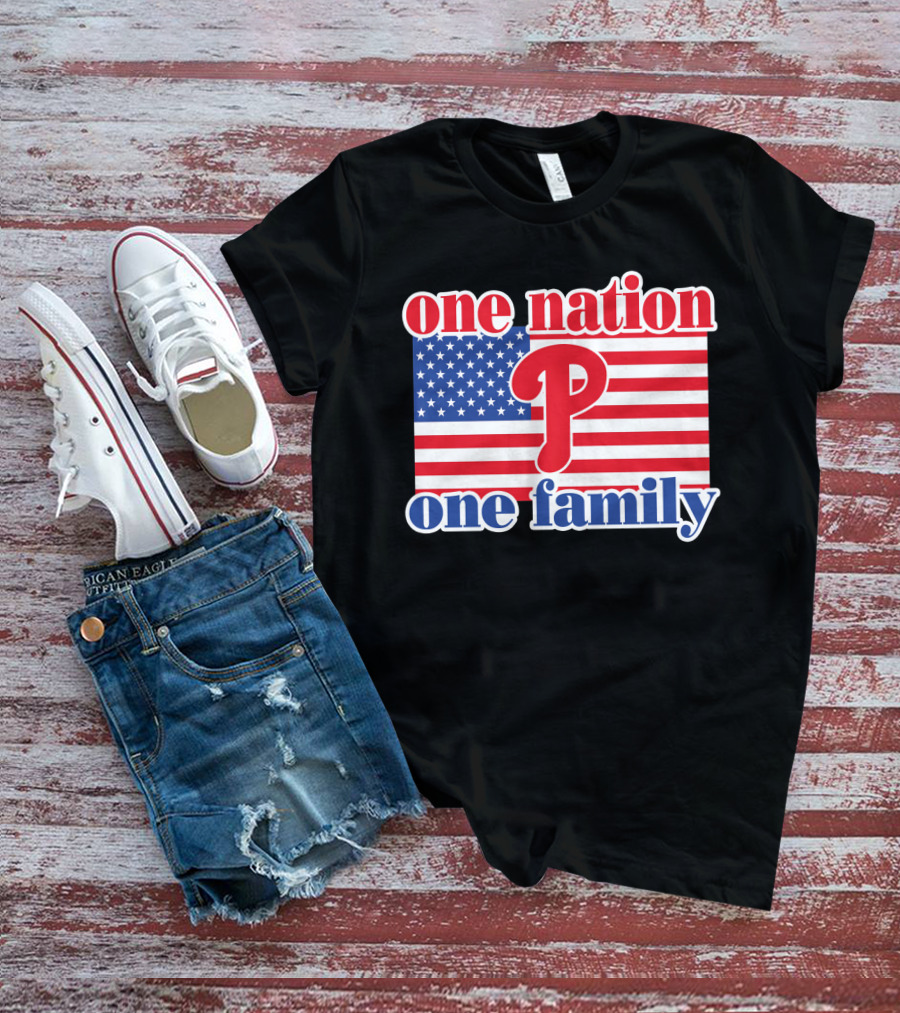 One Nation One Family Phillies American Flag T-Shirt