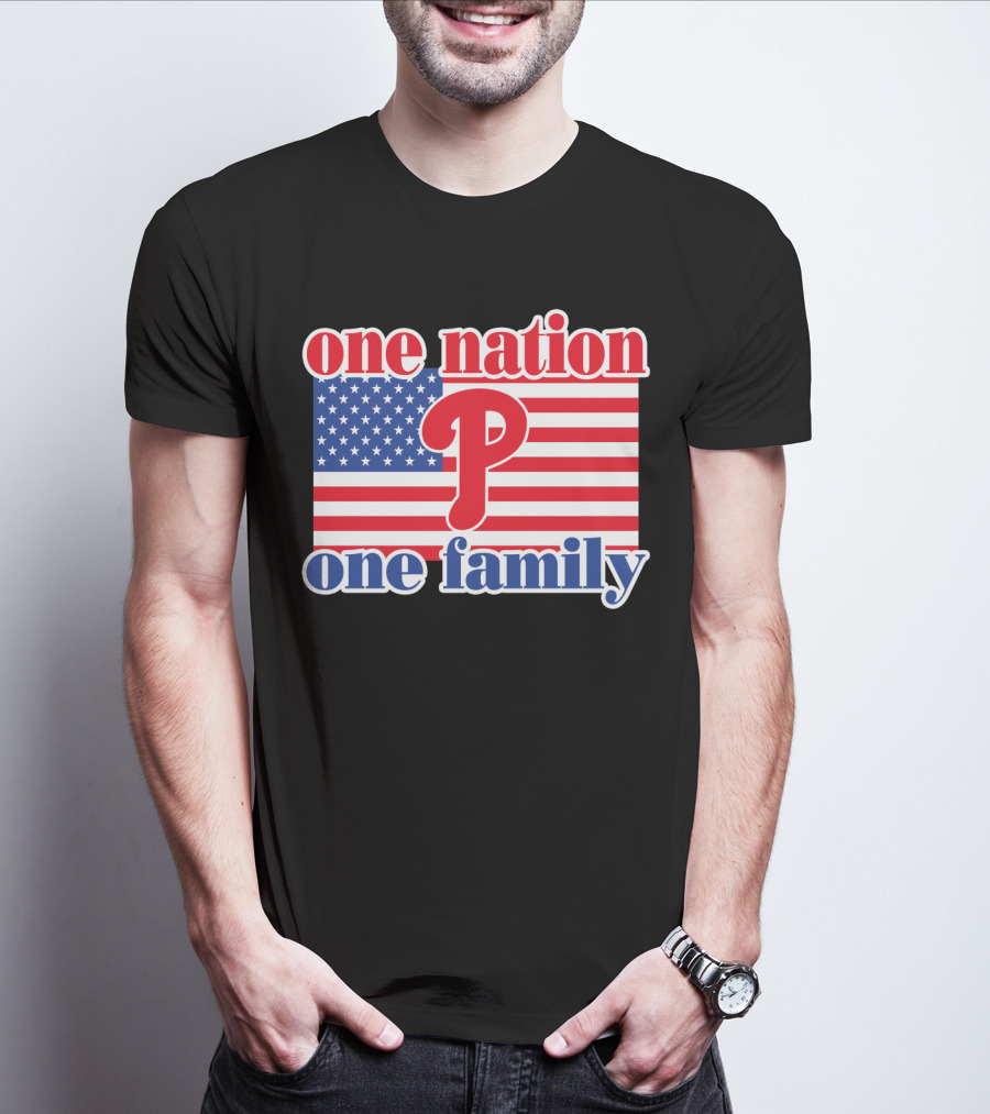 One Nation One Family Phillies American Flag T-Shirt