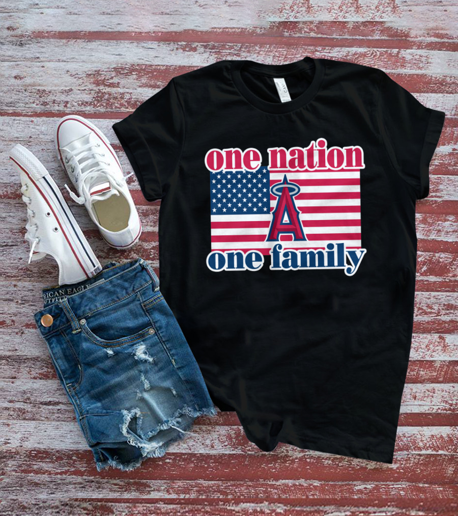 One Nation One Family Los Angeles Angels American Flag T-Shirt
