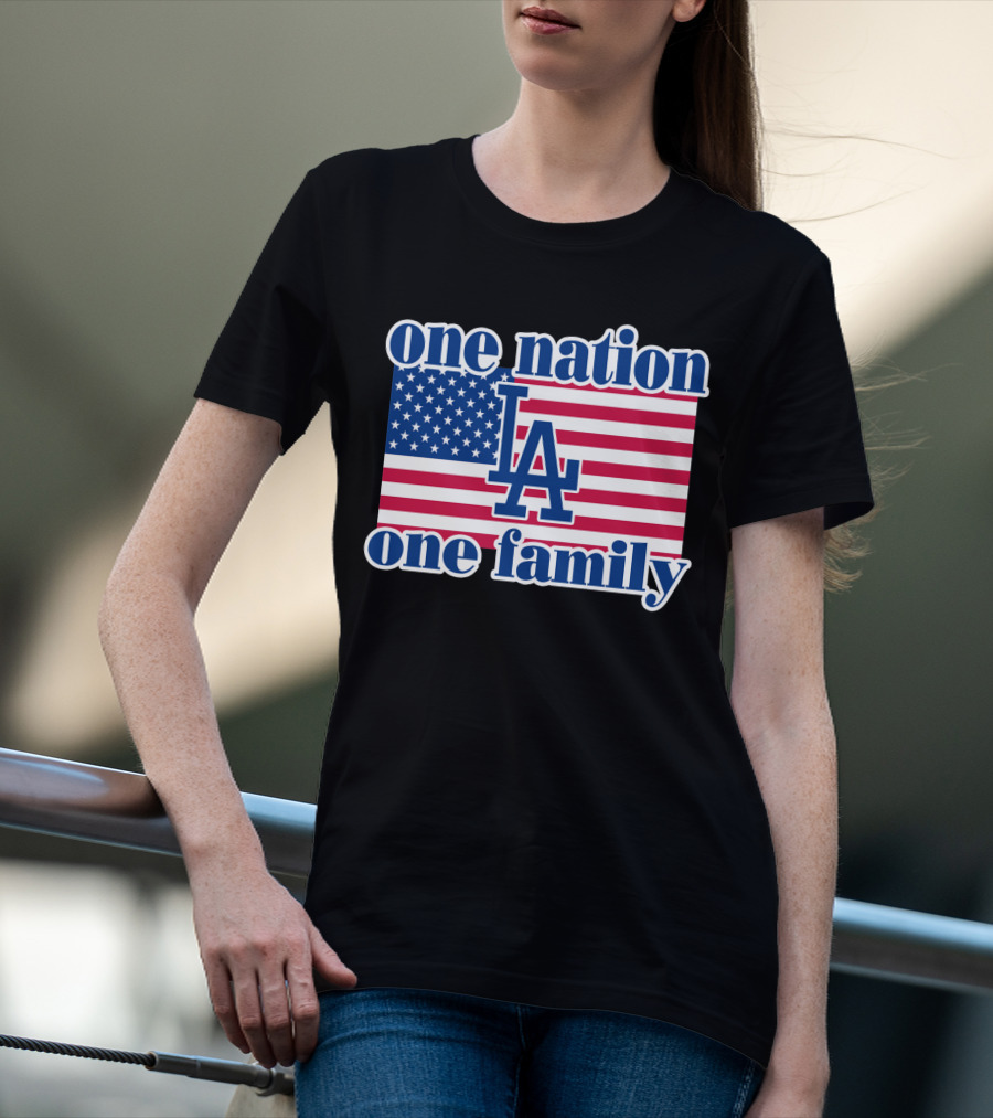 One Nation One Family La Dodgers Usa Flag T-Shirt
