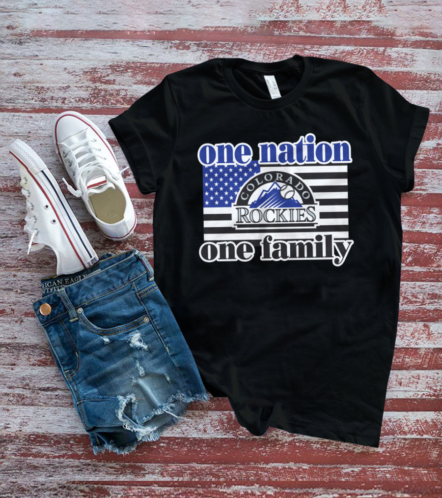 Colorado Rockies One Nation One Family Usa Flag T-Shirt