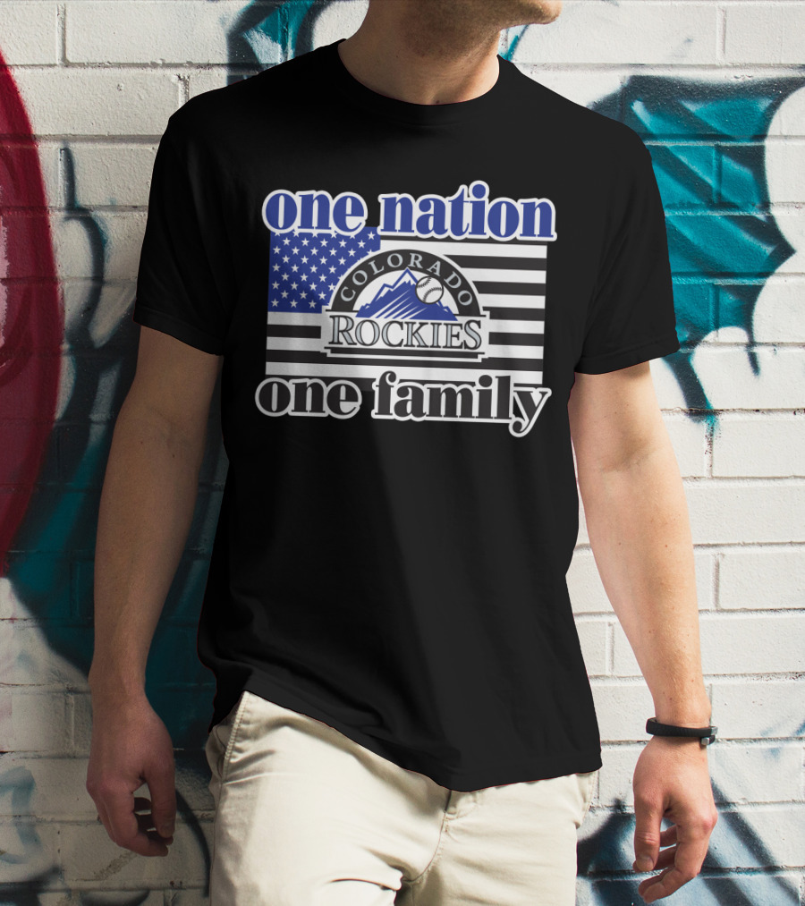 Colorado Rockies One Nation One Family Usa Flag T-Shirt