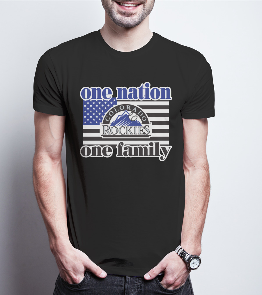 Colorado Rockies One Nation One Family Usa Flag T-Shirt