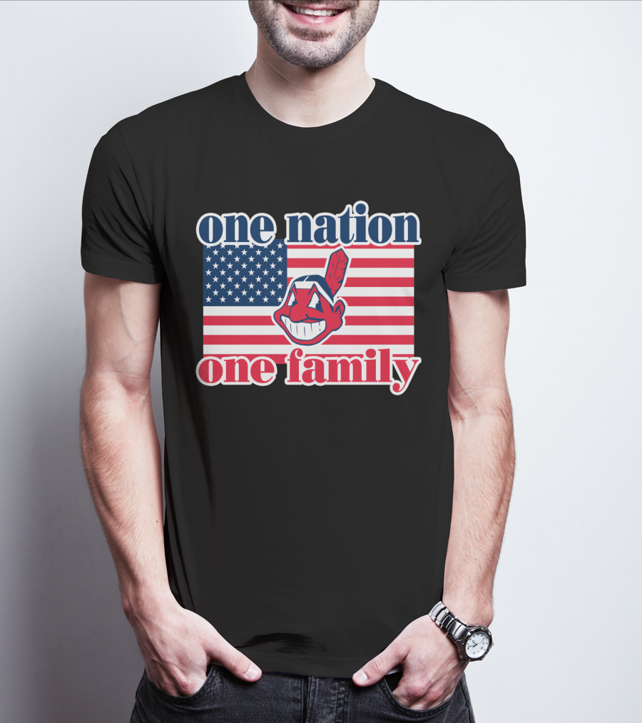 One Nation One Family 54 Cleveland Indians American Flag T-Shirt