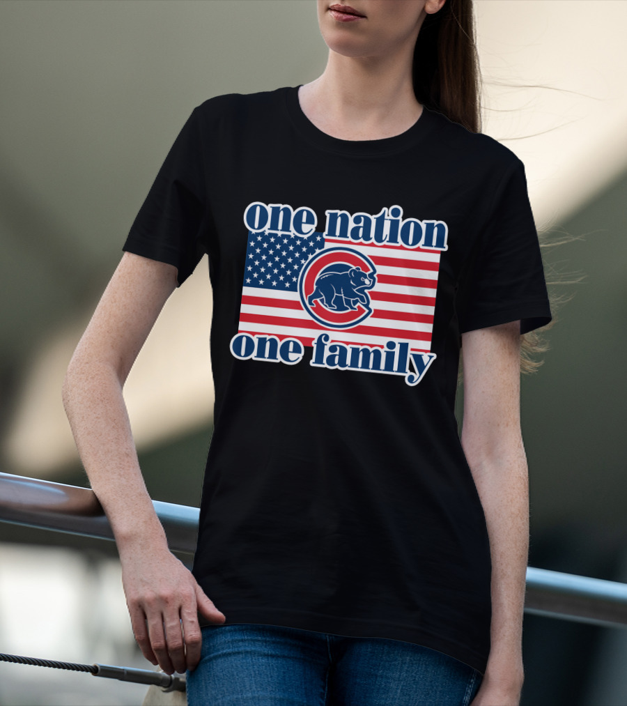 One Nation One Family 57 Chicago Cubs American Flag T-Shirt