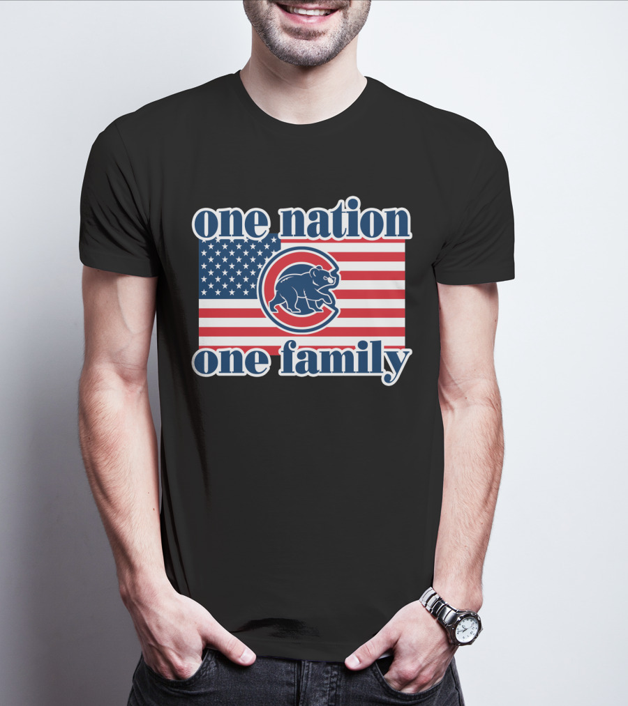 One Nation One Family 57 Chicago Cubs American Flag T-Shirt