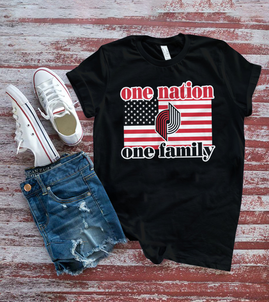 Portland Trail Blazers One Nation One Family American Flag T-Shirt
