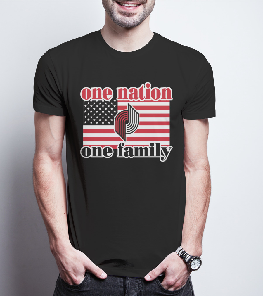 Portland Trail Blazers One Nation One Family American Flag T-Shirt