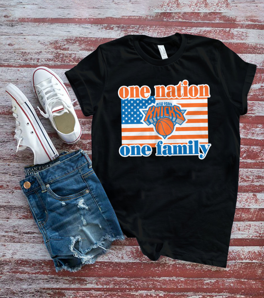 One Nation One Family New York Knicks 71 American Flag Basketball T-Shirt