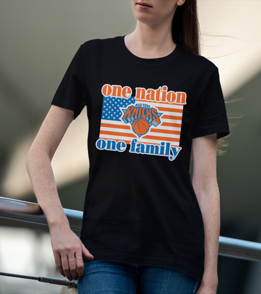 One Nation One Family New York Knicks 71 American Flag Basketball T-Shirt