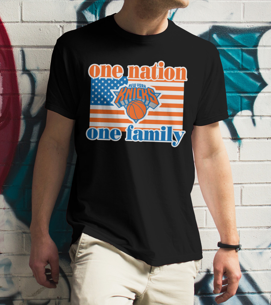 One Nation One Family New York Knicks 71 American Flag Basketball T-Shirt