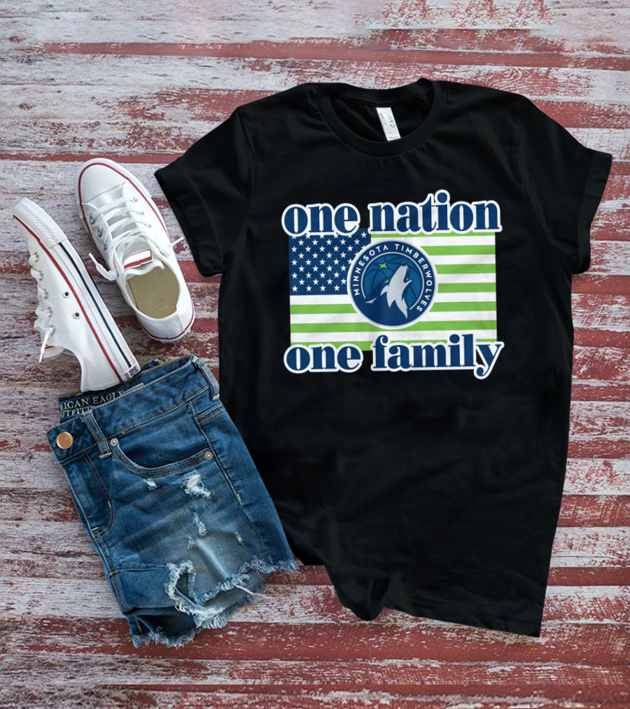 One Nation One Family Minnesota Timberwolves Flag T-Shirt